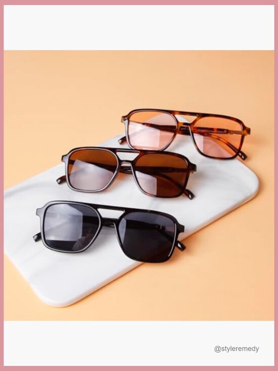 Retro Aviator Sunglasses with Plastic Frames and UV400 Protection